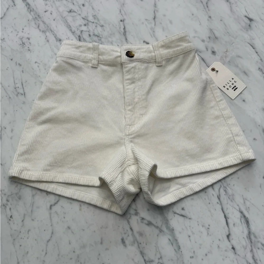 Billabong Free Fall Corduroy Shorts High Waisted Surf Beach White Size 24 NWT - Picture 5 of 9